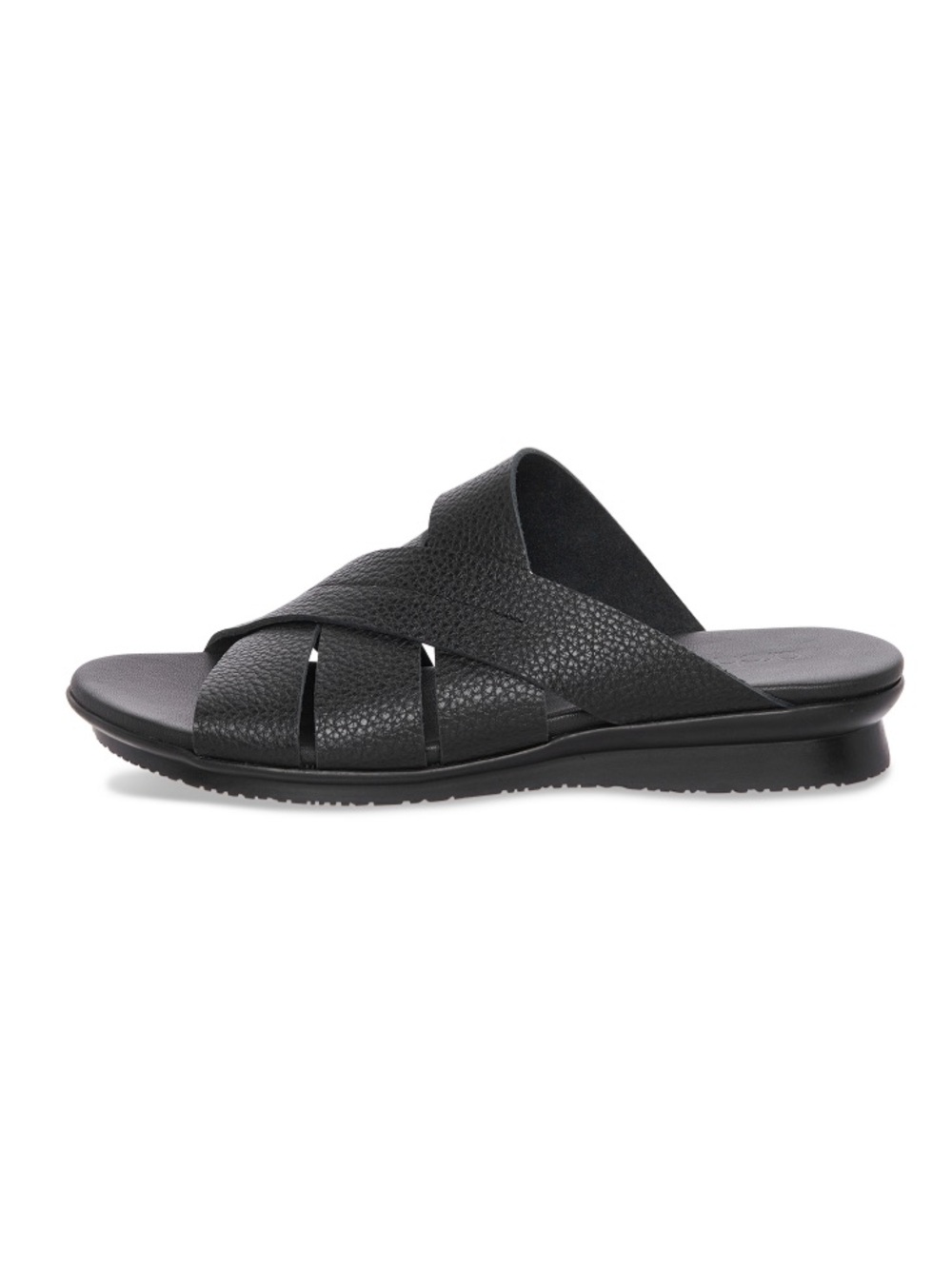 Arche Aurbha Black Leather Slide Sandal - Comfortable Cross-Strap. Size 38